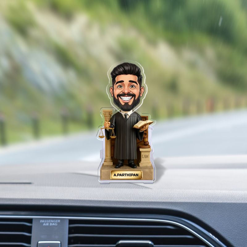 Personalized Judge Bobblehead Caricature Custom with Face Cutout, Gift for Lawyer, Advocate & Judge Home & Office Desk Decor Battery Powered Moving Head